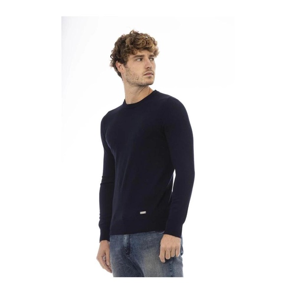 Blue Wool Crew Neck Sweater