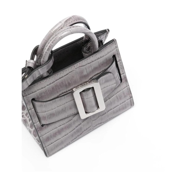 Grey Leather Mini Bag with Bobby Charm