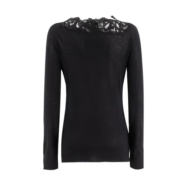 Black Cashmere Lace Insert Sweater