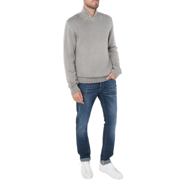 Gray Wool Ribbed Turtleneck