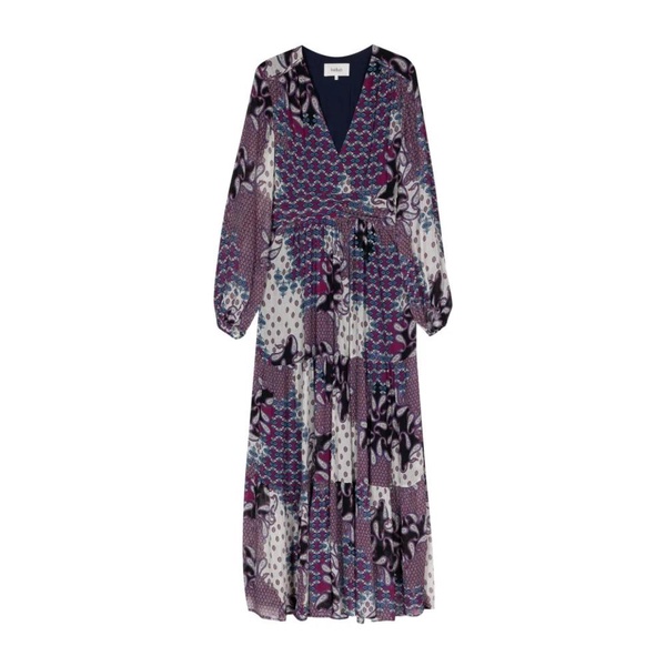 Purple Printed Dress with Unique Design