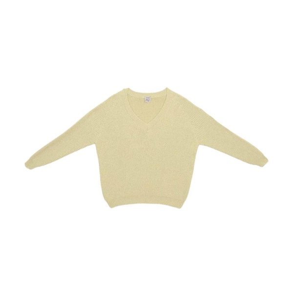 Cotton V-Neck Raglan Sweater - Mimosa