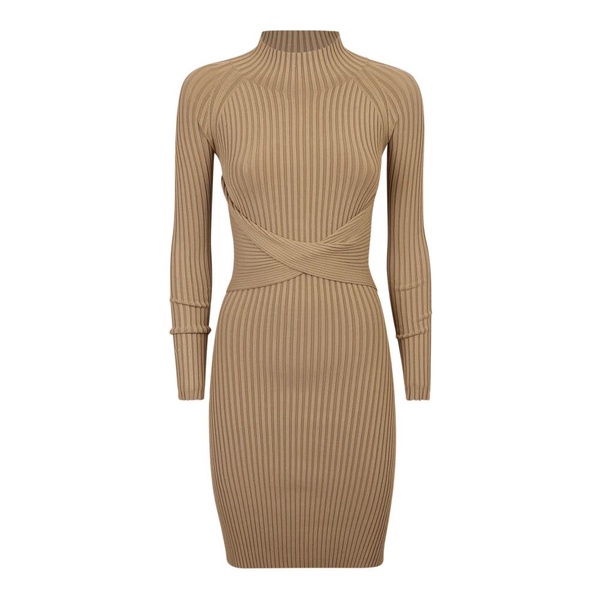 Twist-detail ribbed-knit minidress