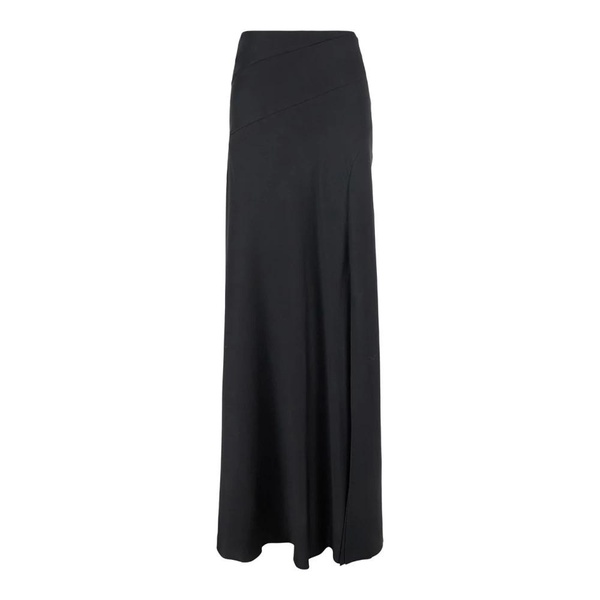 Black Silk Blend Long Skirt