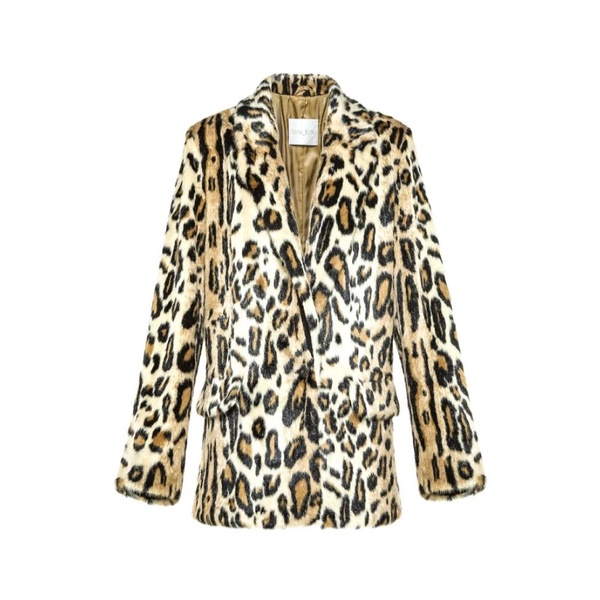 Leopard Print Faux Fur Blazer Coat