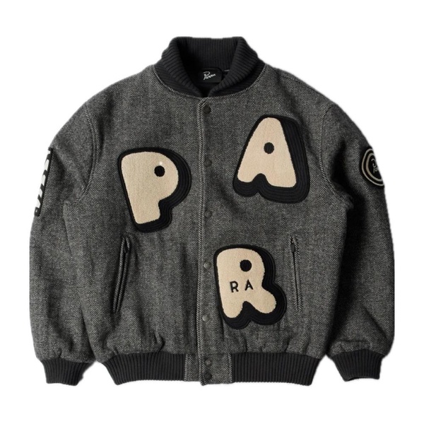 Rounded Varsity Jacket with Chenille Embroideries