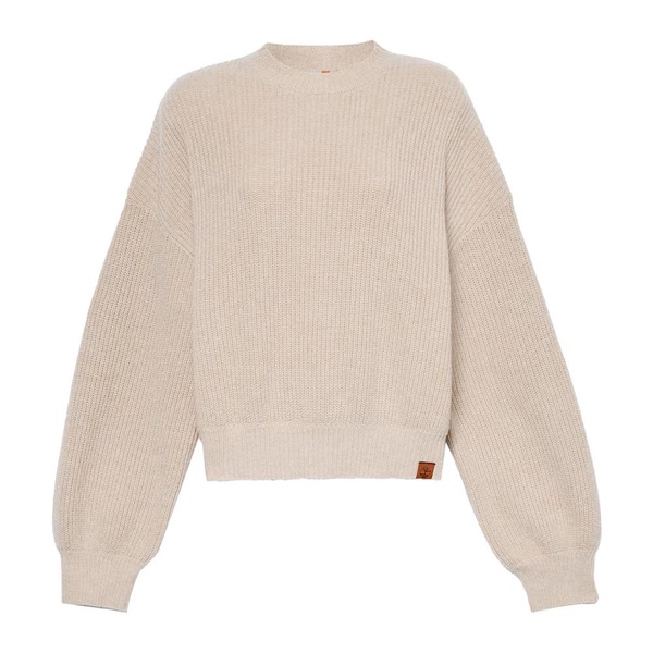 Beige Wool Blend Crew Neck Sweater