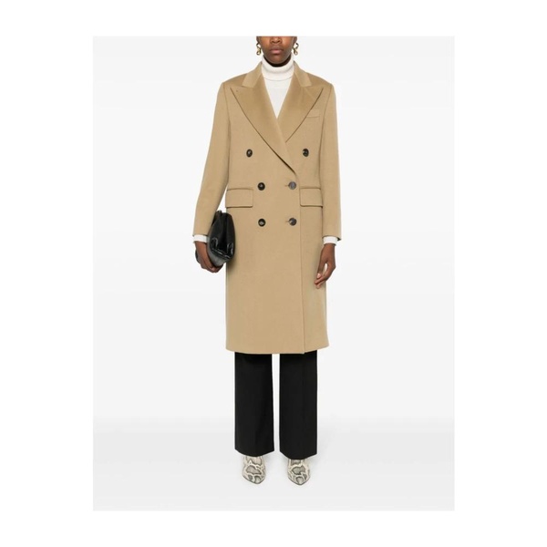 Beige Wool Double-Breasted Coat