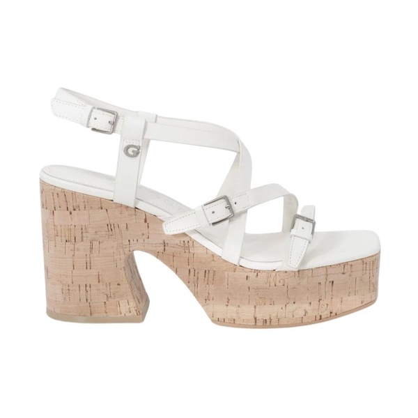 Block Heel Platform Sandals, Beige