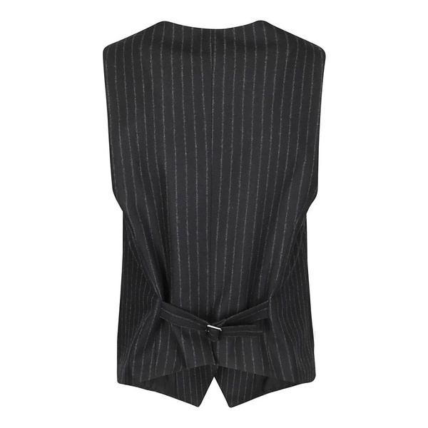 Black Pinstripe Vest with Front Pockets