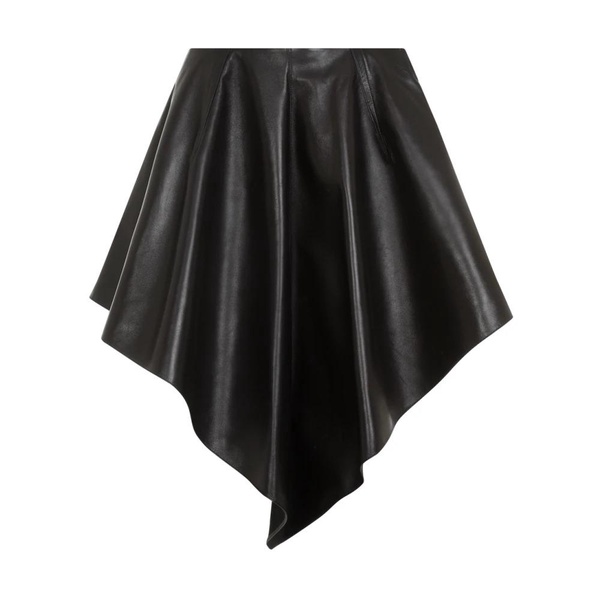 Asymmetric leather miniskirt