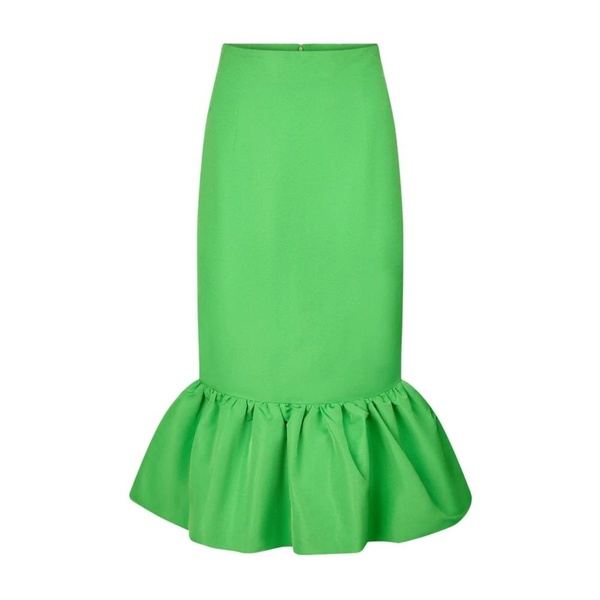 Green Taffeta Midi Skirt