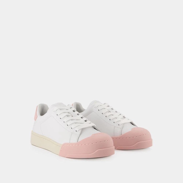 Lilly White/Light Pink Leather Bumper Sneakers