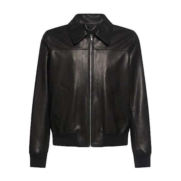 Leather Jacket with Classic Collar