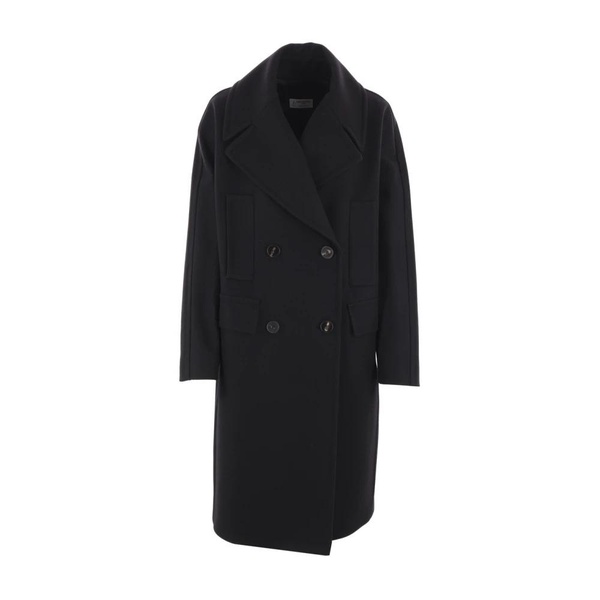 Black Double-Breasted Wool Coat