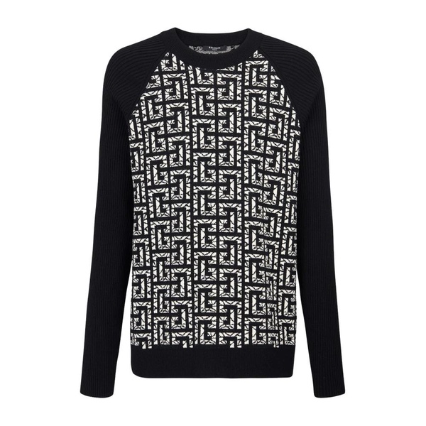 Wool jumper with marbled monogram