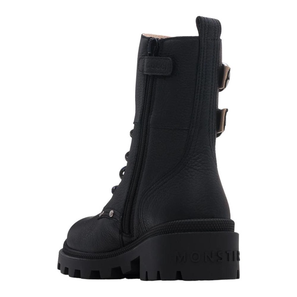 Black Leather Kids Ankle Boots