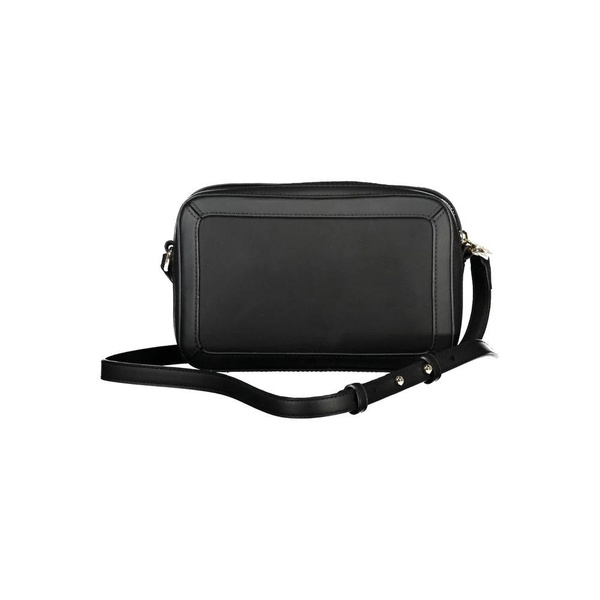 Black Polyester Shoulder Bag with Adjustable Strap