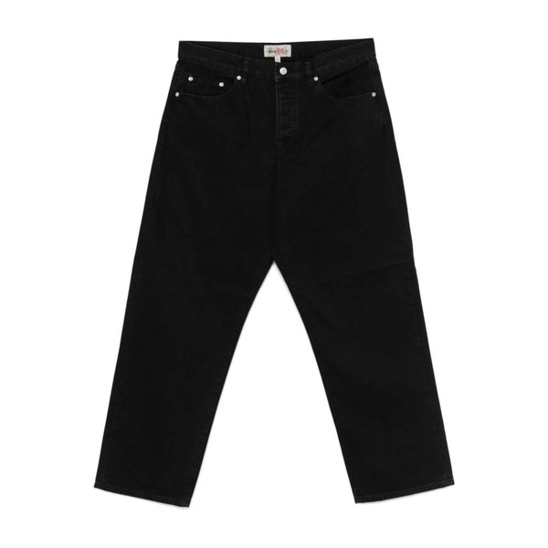 Black Denim Jeans with Logo Embroidery