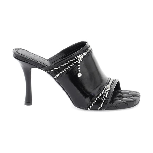 BURBERRY Black Leather Peep Sandals for Women