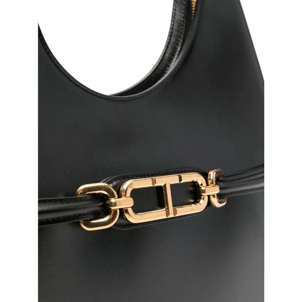 Black Shoulder Bag with Gold Logo