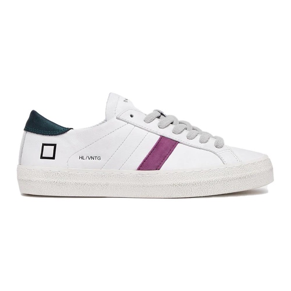 White Sneakers with Purple Details