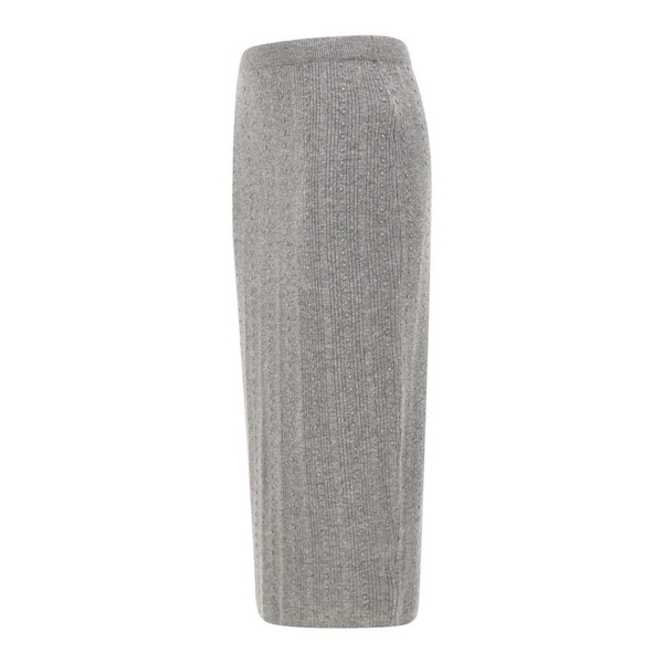 Luxurious Grey Wool Silk Skirt