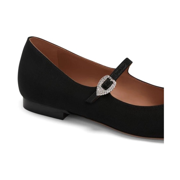 Black Crystal Buckle Ballerina Flats