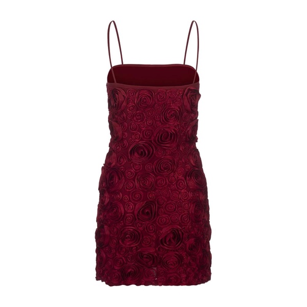 Red Rose Embroidered Mini Slip Dress