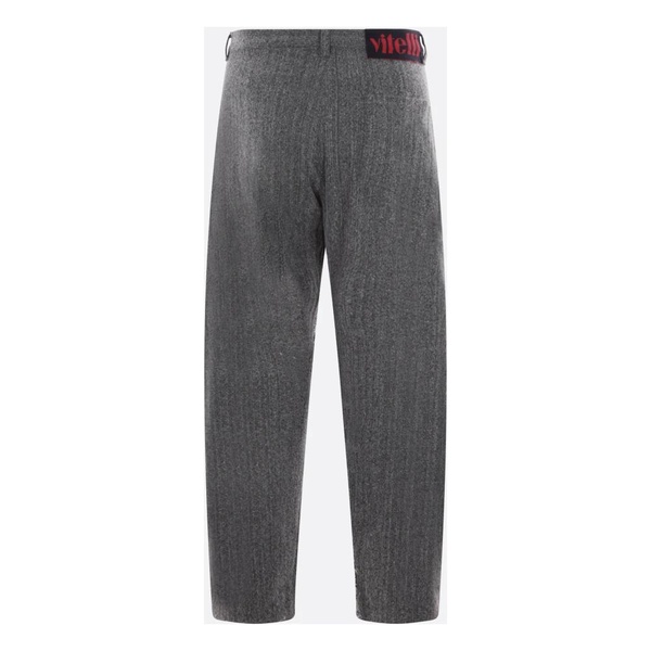 Grey Loose-Fit Denim Trousers with Multicolored Striped Front Inserts