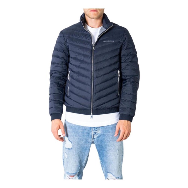 Blue Zippered Blazer Men Fall/Winter