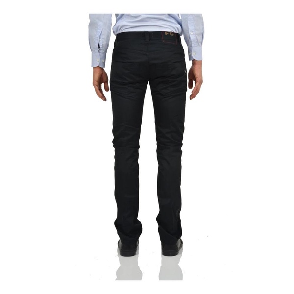 Slim-fit Black Cotton Jeans with Button Closure and Five Pockets