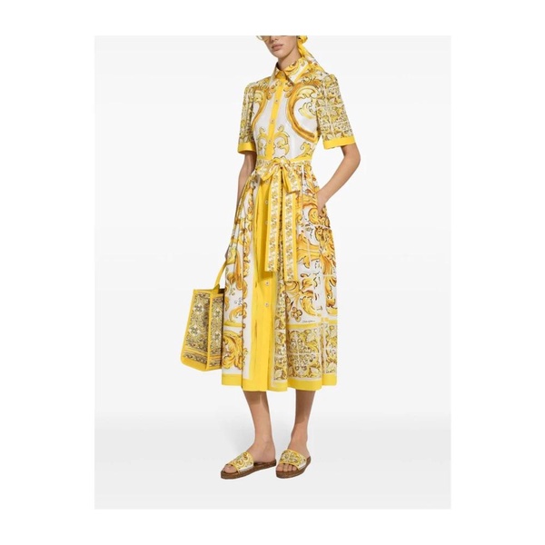 DOLCE & GABBANA Majolica Print Cotton Shirt Dress