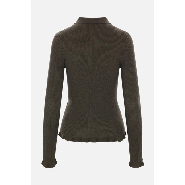 Olive Green Wool Sweater Polo Style