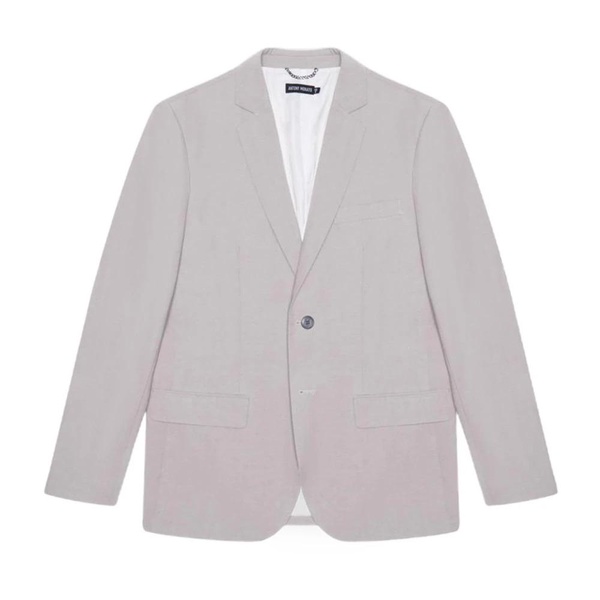 Grey Plain Button Blazer Spring/Summer