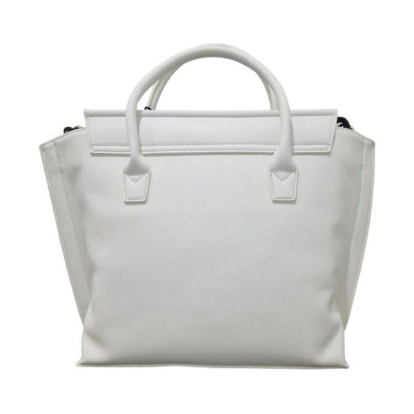 Large White Handbag with Adjustable, Detachable Shoulder Strap