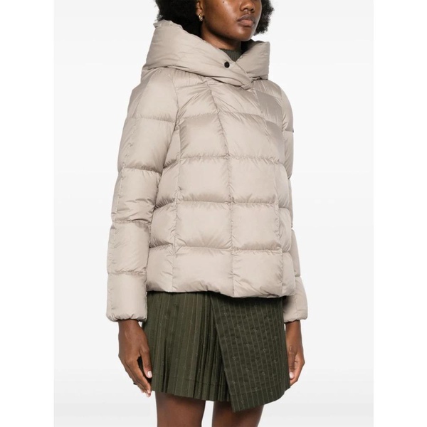 Quilted Beige Coat with Hood