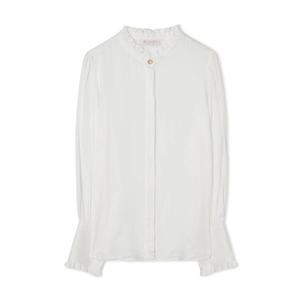 Satin Blouse with Frill and B-Buttons