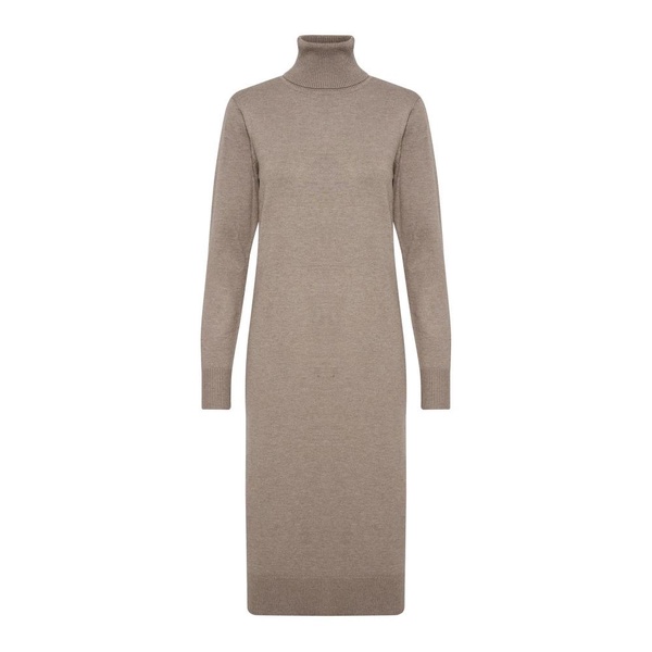 Soft Knit Roll Neck Long Dress