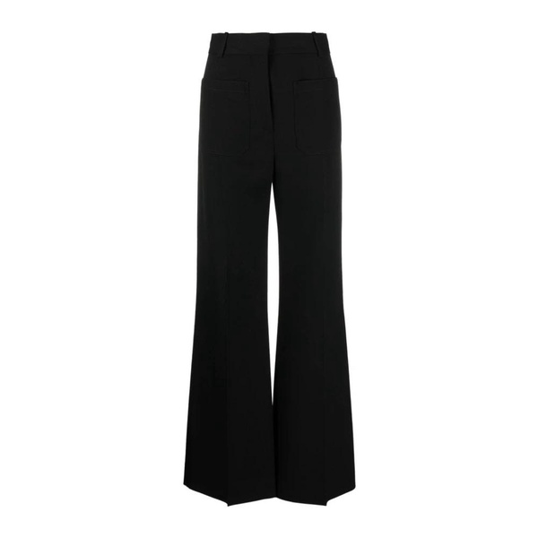 Black Wide Trousers with High-Waisted Fit