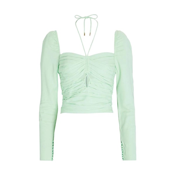 Spearmint Stretch Crêpe Cut Top