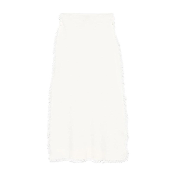 Knitted Fringed Cream Skirt