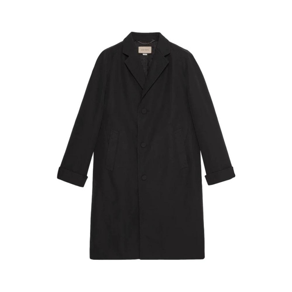 single-breasted cotton poplin coat