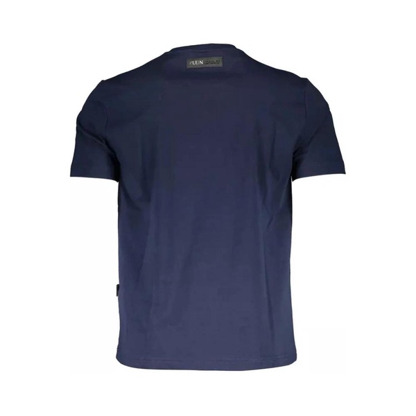 Blue Round Neck T-Shirt with Print Detail