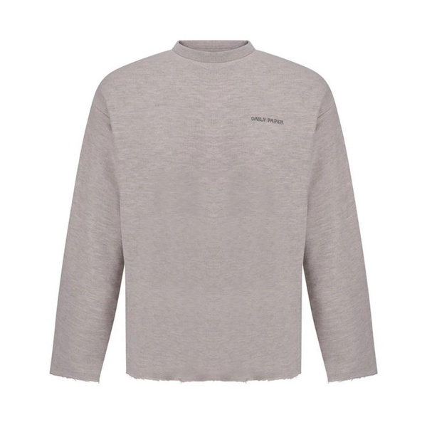 Ribbed Crew Neck Sweatshirt with Raw Cut