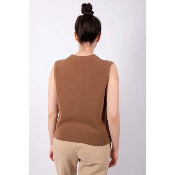 Shrunken Button Vest in Mink Brown