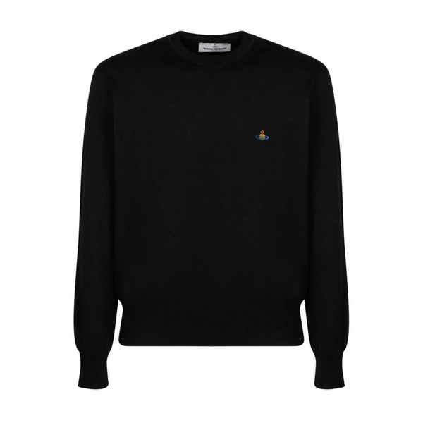 Black Knitwear with Multicoloured Orb Embroidery