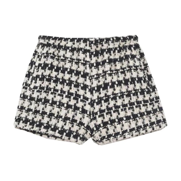 Tweed Shorts with Wide Waistband