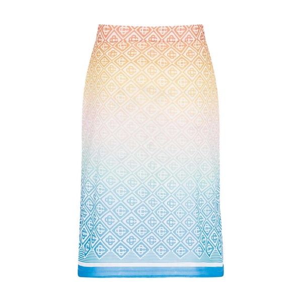 Gradient Monogram Silk Midi Skirt