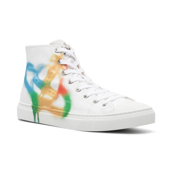 Multicolour High-Top Sneakers with Spray-Paint Effect